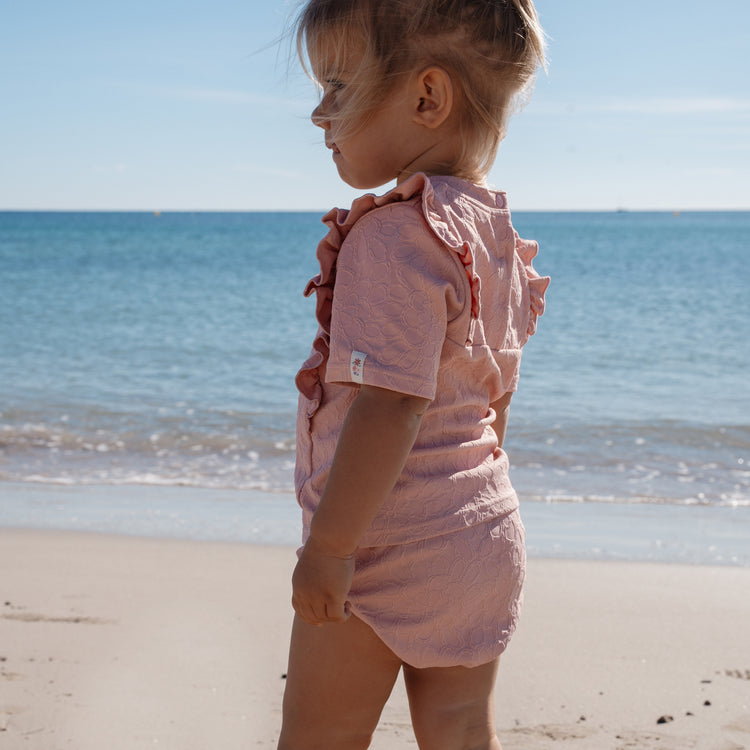 LITTLE DUTCH. Short Sleeve Swim Shirt Dreamy Pink Rose