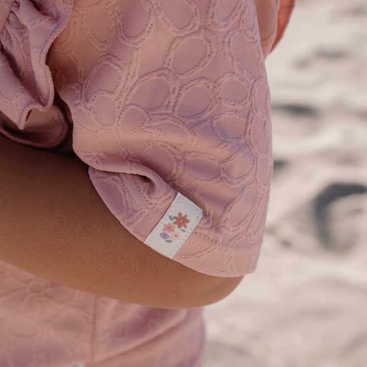 LITTLE DUTCH. Short Sleeve Swim Shirt Dreamy Pink Rose