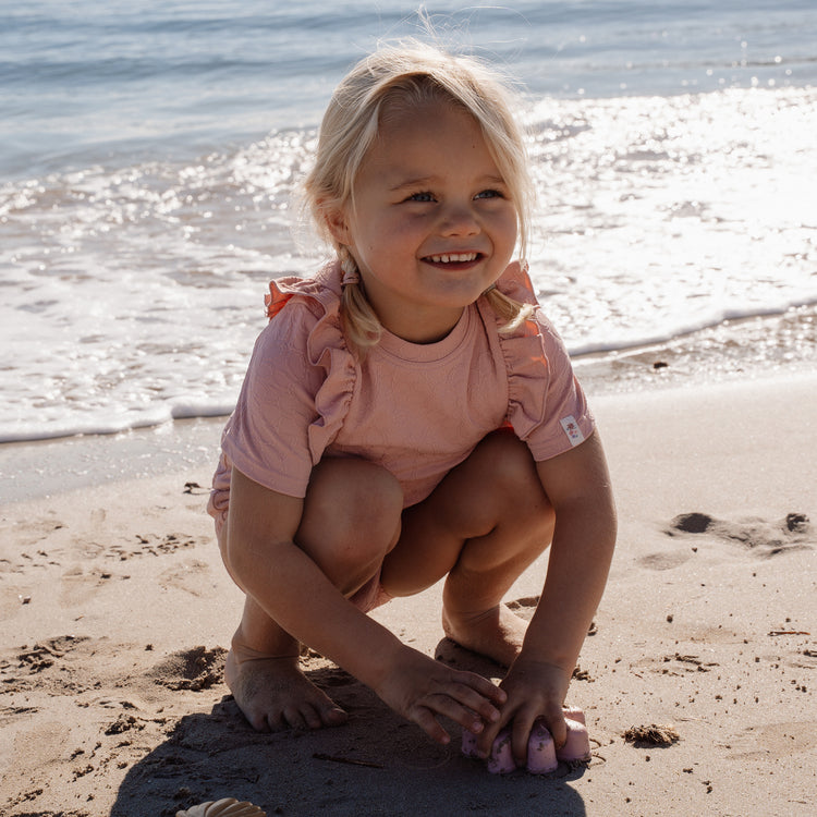 LITTLE DUTCH. Short Sleeve Swim Shirt Dreamy Pink Rose