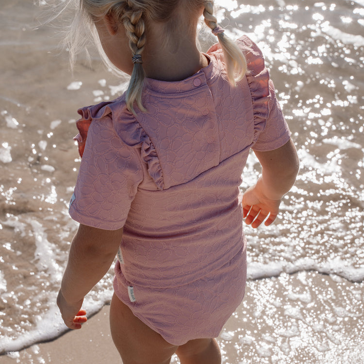 LITTLE DUTCH. Short Sleeve Swim Shirt Dreamy Pink Rose