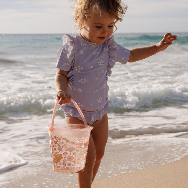 LITTLE DUTCH. Short-Sleeve Swim Shirt and Bottoms Dreamy Lavender