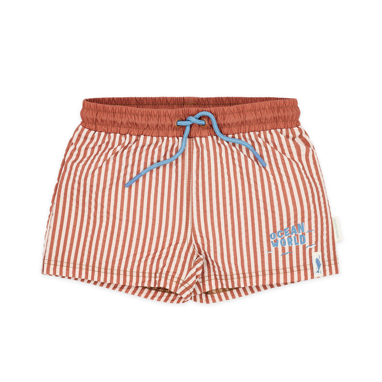 LITTLE DUTCH. Swim short Ocean Brown Stripes