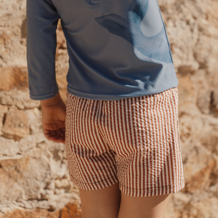LITTLE DUTCH. Swim short Ocean Brown Stripes