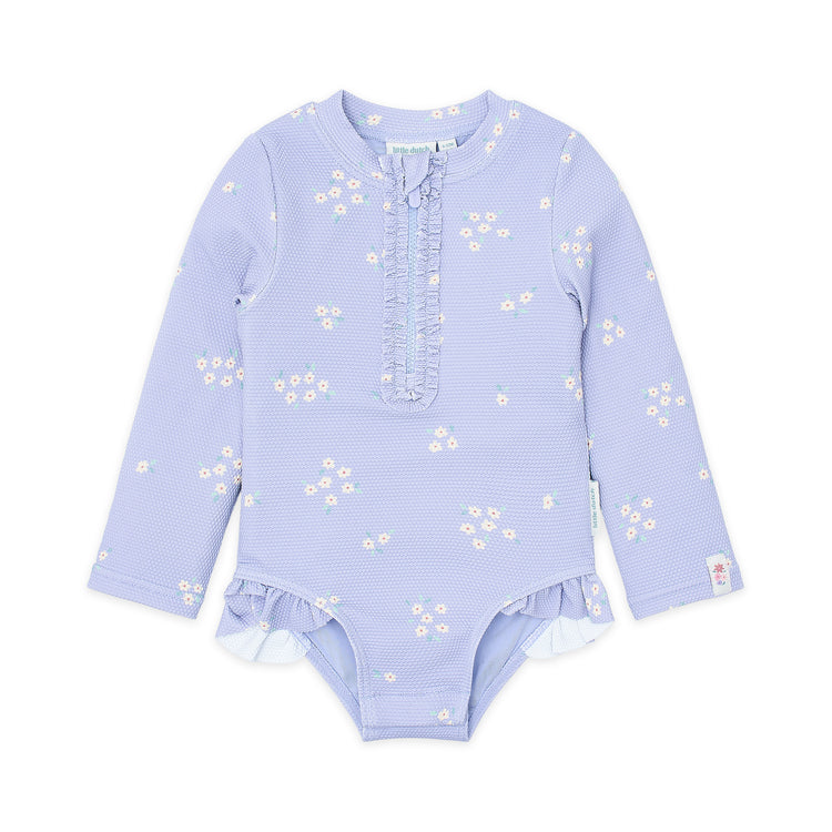 LITTLE DUTCH. Ολόσωμο μακρυμάνικο μαγιό με βολάν Dreamy Lavender