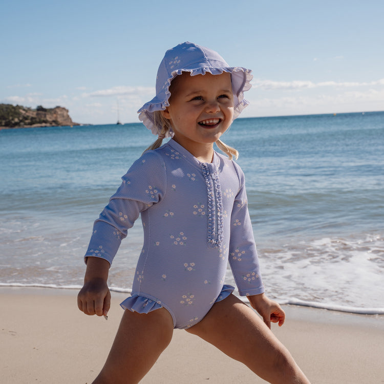 LITTLE DUTCH. Ολόσωμο μακρυμάνικο μαγιό με βολάν Dreamy Lavender