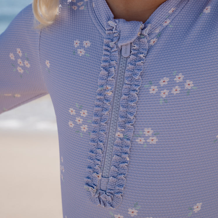 LITTLE DUTCH. Ολόσωμο μακρυμάνικο μαγιό με βολάν Dreamy Lavender
