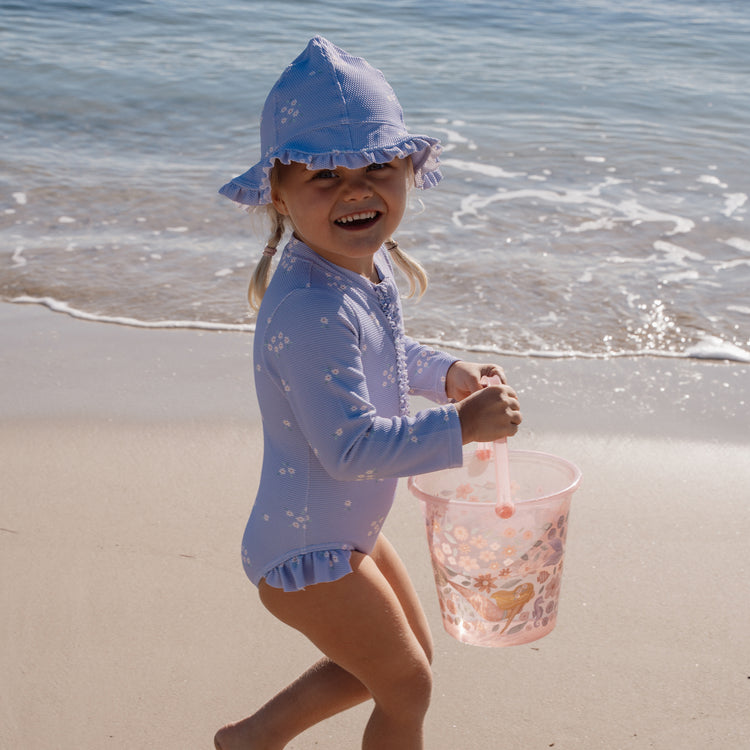 LITTLE DUTCH. Ολόσωμο μακρυμάνικο μαγιό με βολάν Dreamy Lavender
