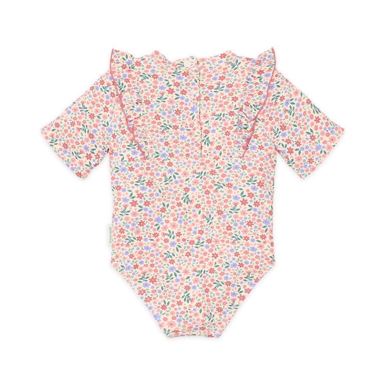 LITTLE DUTCH. Short-Sleeve Swimsuit with Ruffles Dreamy Flowerfield