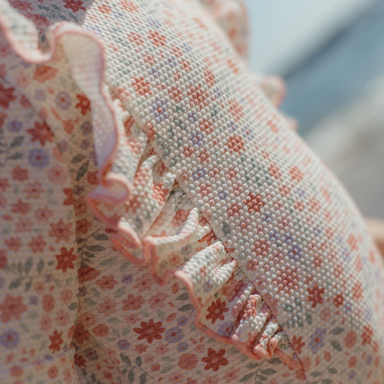 LITTLE DUTCH. Short-Sleeve Swimsuit with Ruffles Dreamy Flowerfield