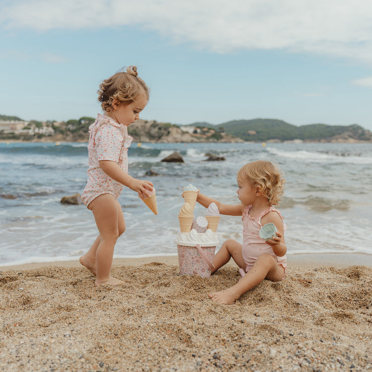 LITTLE DUTCH. Short-Sleeve Swimsuit with Ruffles Dreamy Flowerfield