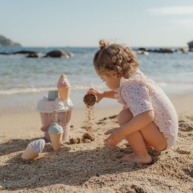 LITTLE DUTCH. Short-Sleeve Swimsuit with Ruffles Dreamy Flowerfield
