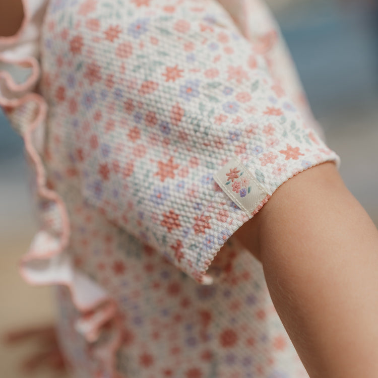 LITTLE DUTCH. Short-Sleeve Swimsuit with Ruffles Dreamy Flowerfield