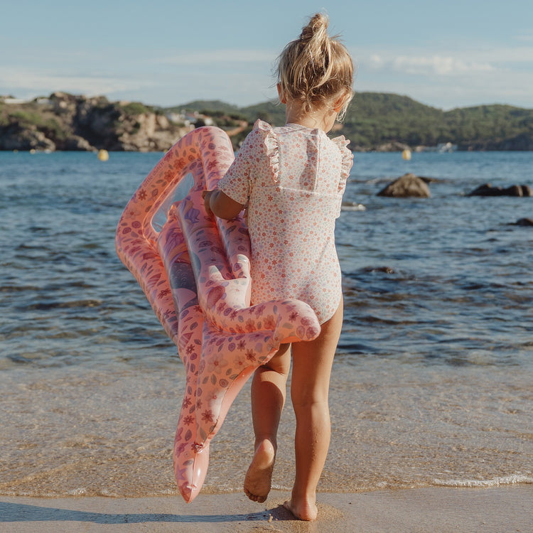 LITTLE DUTCH. Short-Sleeve Swimsuit with Ruffles Dreamy Flowerfield