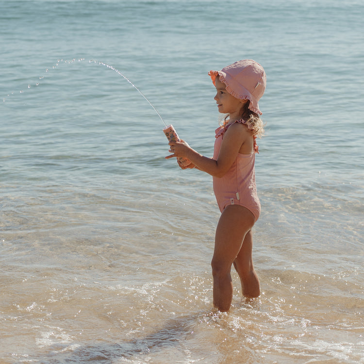 LITTLE DUTCH. Ολόσωμο μαγιό με βολάν Dreamy Pink Rose