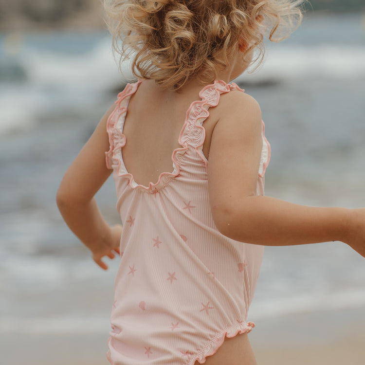 LITTLE DUTCH. Swimsuit with Ruffles Dreamy Seashells