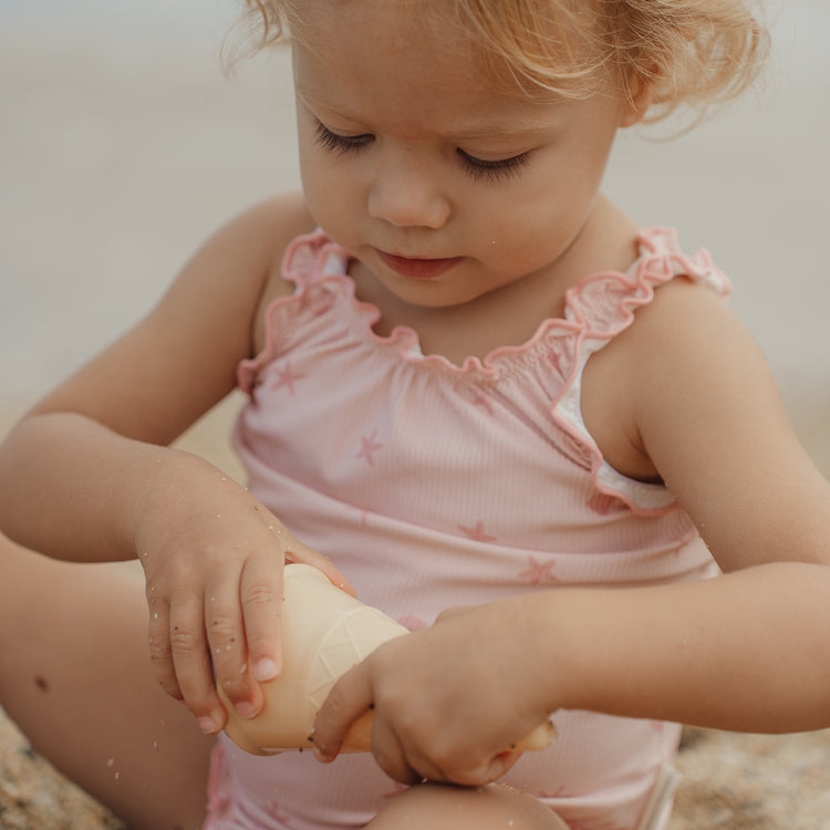 LITTLE DUTCH. Swimsuit with Ruffles Dreamy Seashells