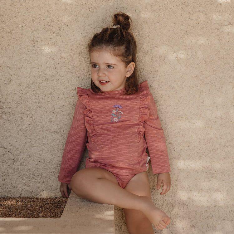 LITTLE DUTCH. Παιδικό μαγιό μπικίνι με βολάν Dreamy Pink Sparkle