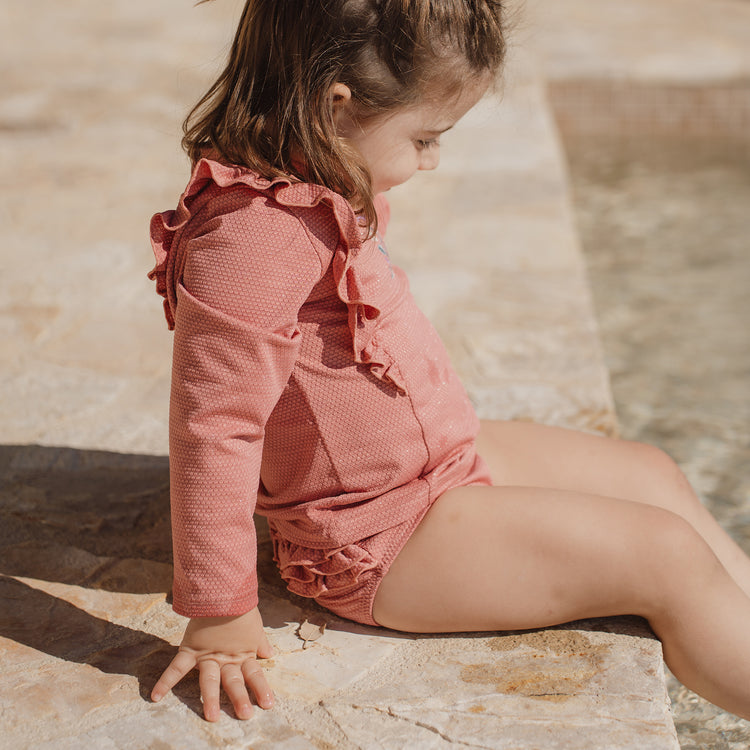 LITTLE DUTCH. Παιδικό μαγιό μπικίνι με βολάν Dreamy Pink Sparkle