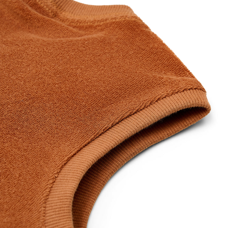 LITTLE DUTCH. Σετ αμάνικο μπλουζάκι και κοντό παντελονάκι πετσετέ Ocean World Brown