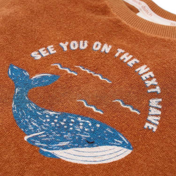 LITTLE DUTCH. Σετ αμάνικο μπλουζάκι και κοντό παντελονάκι πετσετέ Ocean World Brown