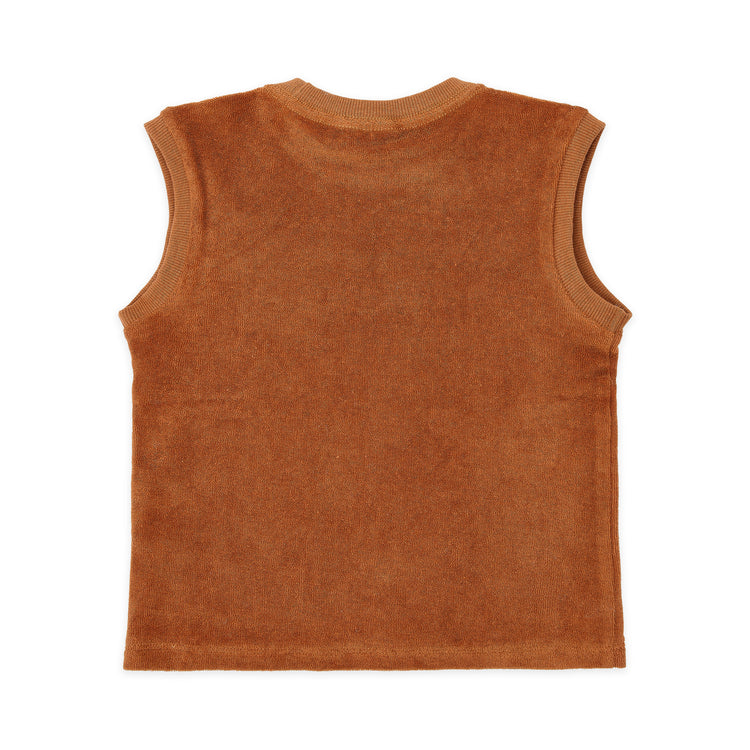 LITTLE DUTCH. Σετ αμάνικο μπλουζάκι και κοντό παντελονάκι πετσετέ Ocean World Brown