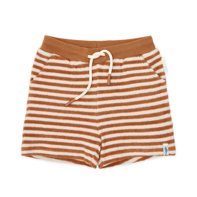 LITTLE DUTCH. Σετ αμάνικο μπλουζάκι και κοντό παντελονάκι πετσετέ Ocean World Brown