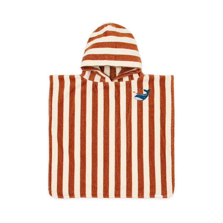 LITTLE DUTCH. Beach Poncho Ocean World Brown Stripe - One size
