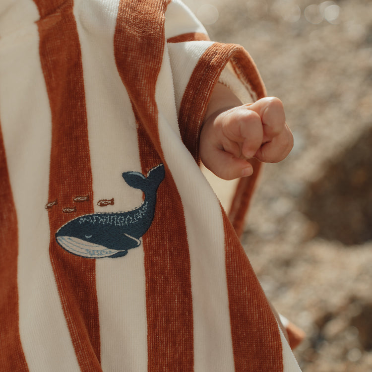 LITTLE DUTCH. Beach Poncho Ocean World Brown Stripe - One size