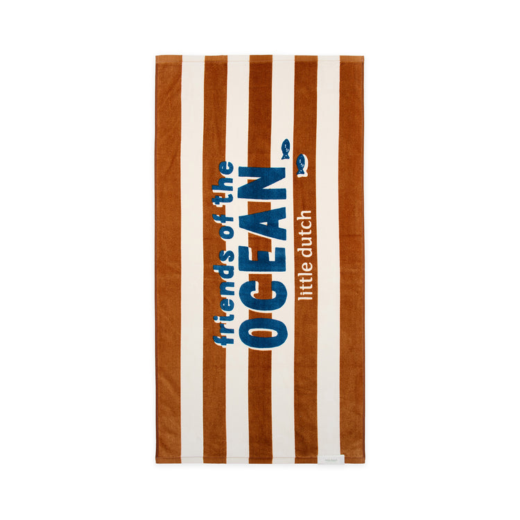 LITTLE DUTCH. Beach Towel Ocean World Brown Stripe - 60x120