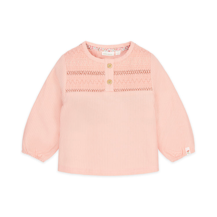 LITTLE DUTCH. Μπλουζάκι μακρυμάνικο με κουμπάκια Blush Pink