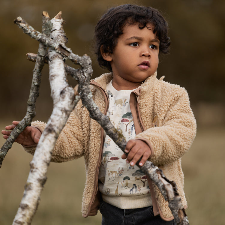 LITTLE DUTCH. Teddy cardigan Warm Taupe