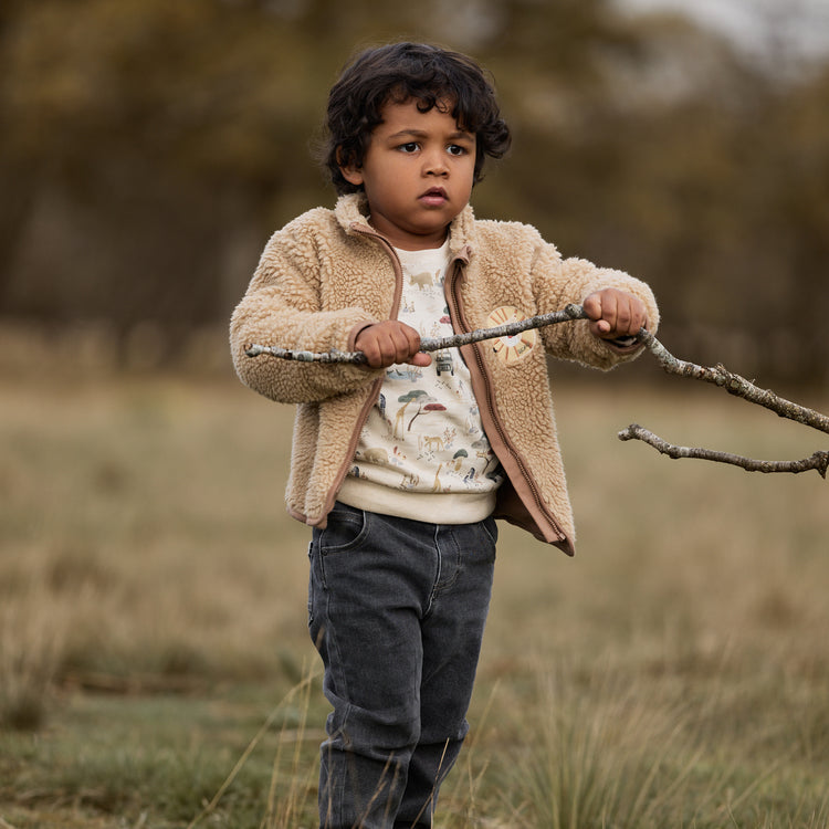 LITTLE DUTCH. Teddy cardigan Warm Taupe