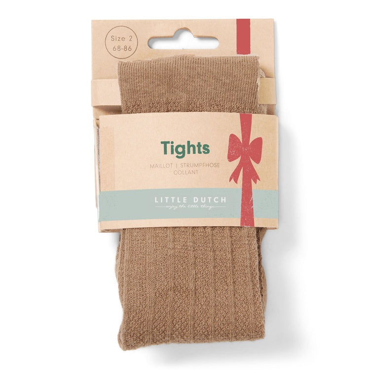 LITTLE DUTCH. Cable knit tights Brown - 62/68