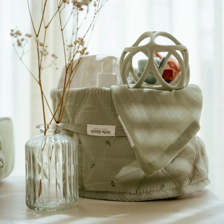 LITTLE DUTCH. Storage basket quilted small Pure Sage