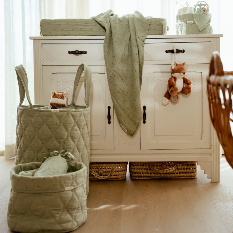 LITTLE DUTCH. Storage basket quilted small Pure Sage