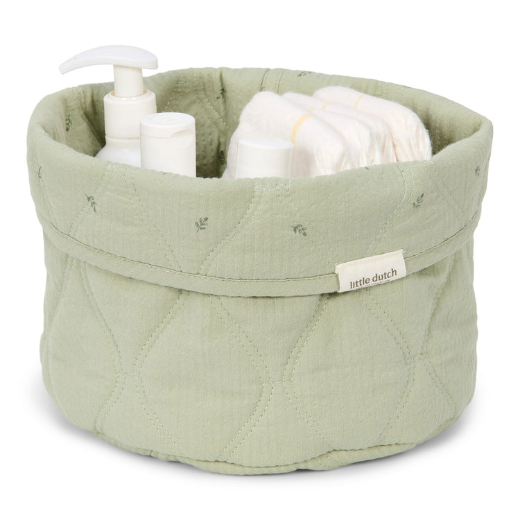 LITTLE DUTCH. Storage basket quilted small Pure Sage