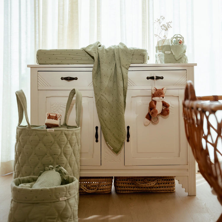 LITTLE DUTCH. Storage basket quilted small Pure Sage