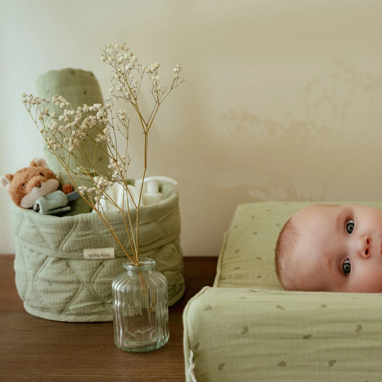 LITTLE DUTCH. Storage basket quilted small Pure Sage
