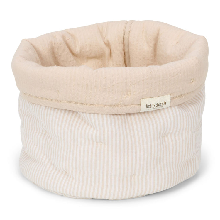 LITTLE DUTCH. Καλάθι αλλαξιέρας καπιτονέ μικρό Pure Soft Beige Stripes