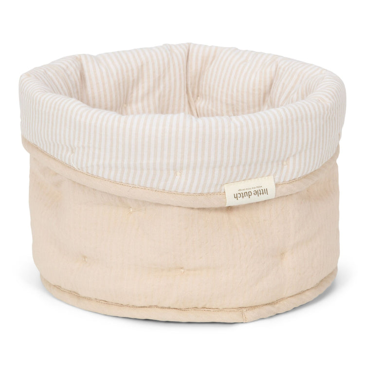 LITTLE DUTCH. Καλάθι αλλαξιέρας καπιτονέ μικρό Pure Soft Beige Stripes