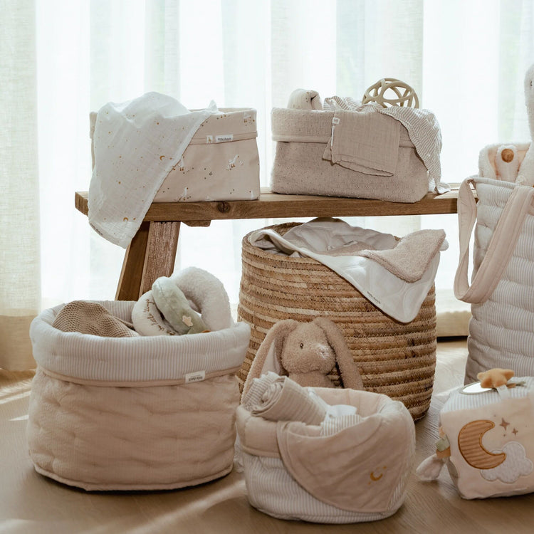 LITTLE DUTCH. Καλάθι αλλαξιέρας καπιτονέ μικρό Pure Soft Beige Stripes