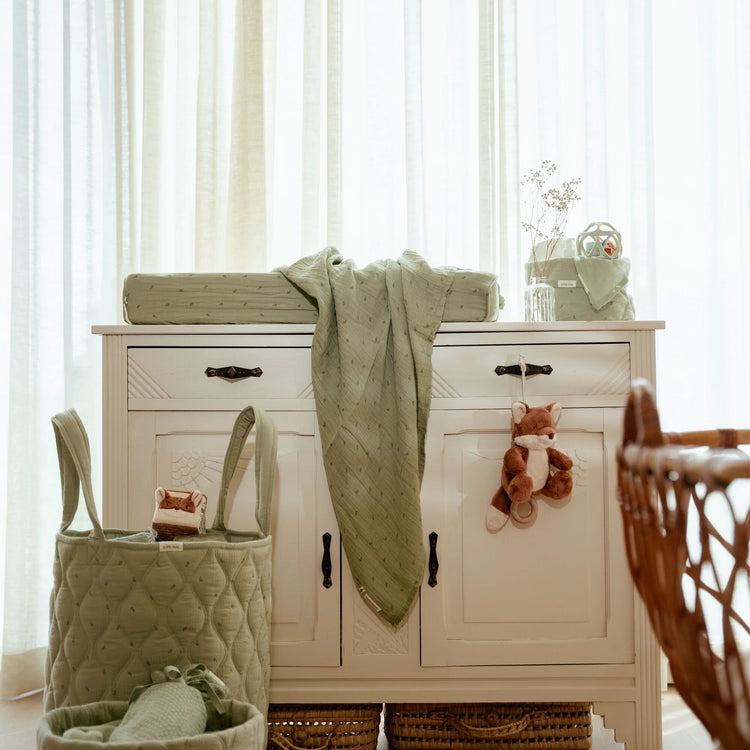 LITTLE DUTCH. Storage basket quilted large Pure Sage