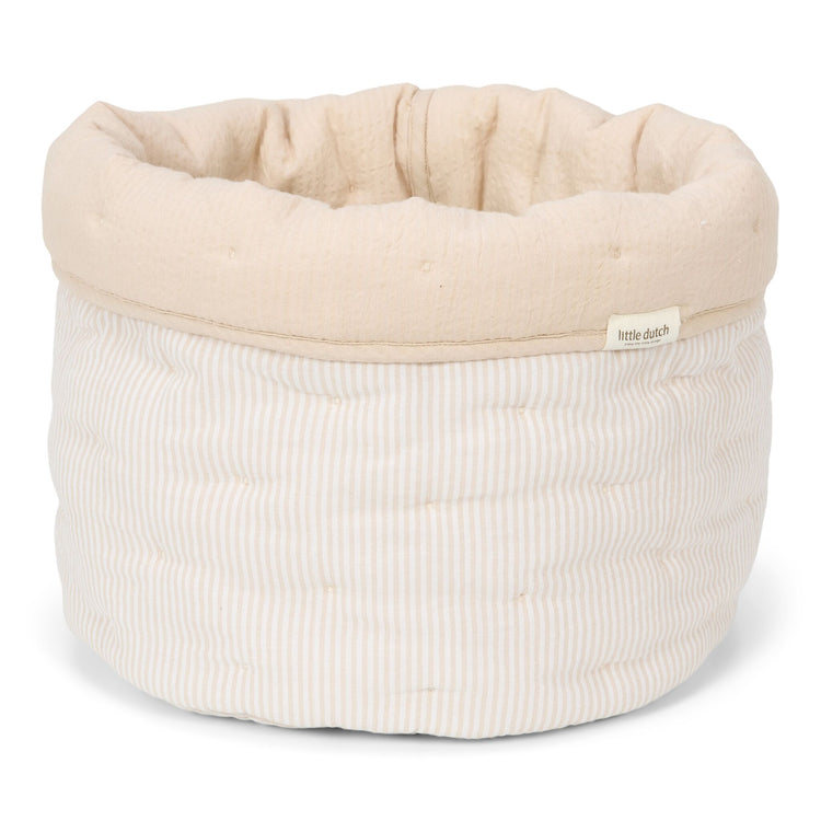 LITTLE DUTCH. Storage basket quilted large Pure Soft Beige Stripes