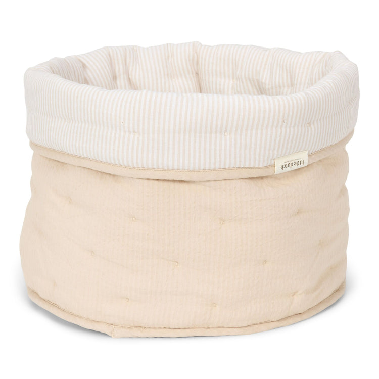 LITTLE DUTCH. Storage basket quilted large Pure Soft Beige Stripes