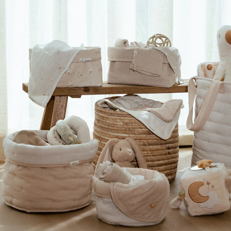 LITTLE DUTCH. Storage basket quilted large Pure Soft Beige Stripes