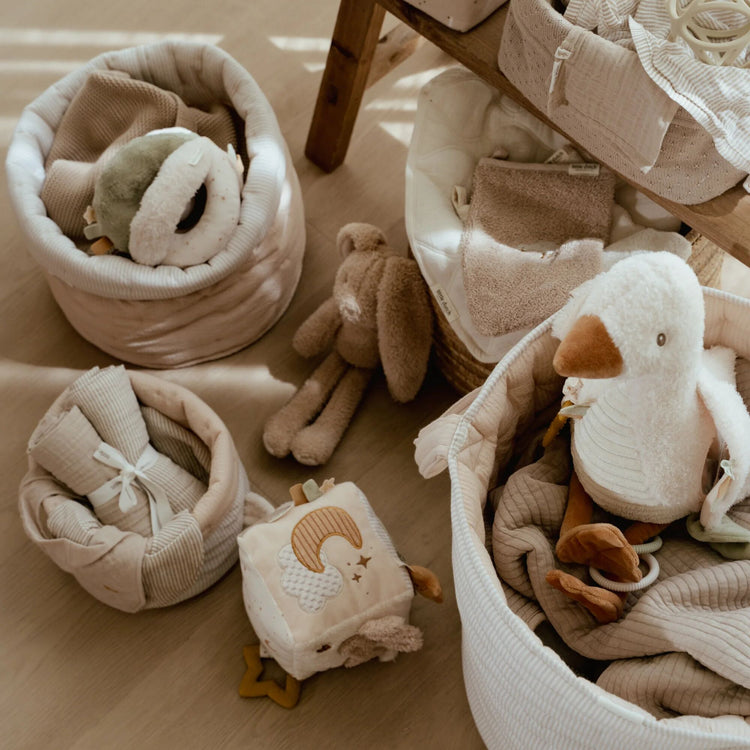 LITTLE DUTCH. Storage basket quilted large Pure Soft Beige Stripes