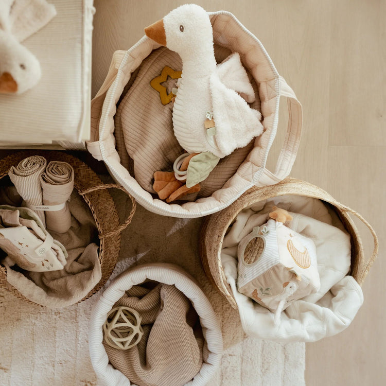 LITTLE DUTCH. Storage basket quilted large Pure Soft Beige Stripes