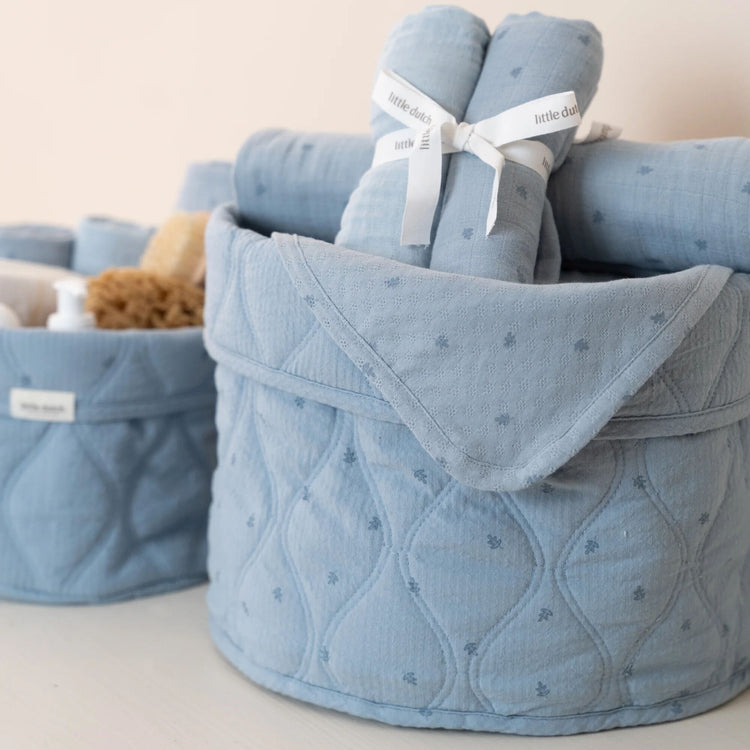 LITTLE DUTCH. Καλάθι αλλαξιέρας καπιτονέ μεγάλο Pure Denim Blue