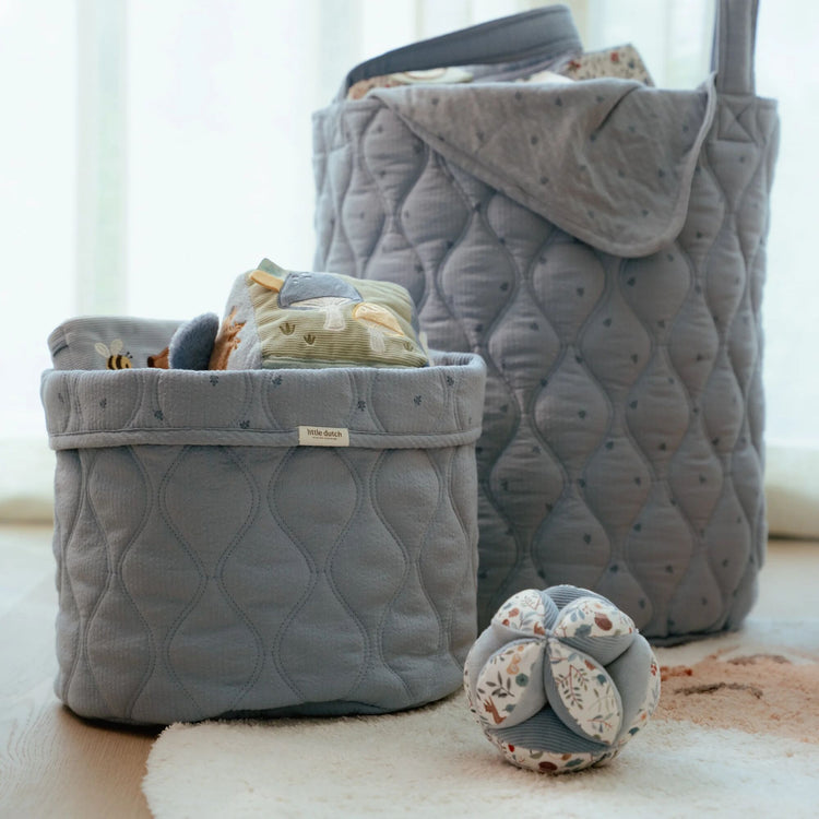 LITTLE DUTCH. Καλάθι αλλαξιέρας καπιτονέ μεγάλο Pure Denim Blue