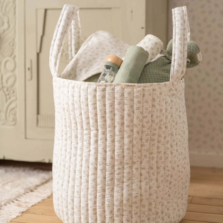 LITTLE DUTCH. Storage basket with handles large Blueberry Leaves